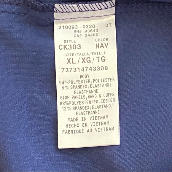 Cherokee Navy Blue  Zip Front Warm Up Jacket Size XL New With Tags - Picture 5 of 6